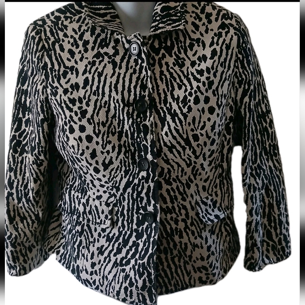 Talbots Petites - Womens Light Beige/Black Casual Dress Blazer. Size 6P